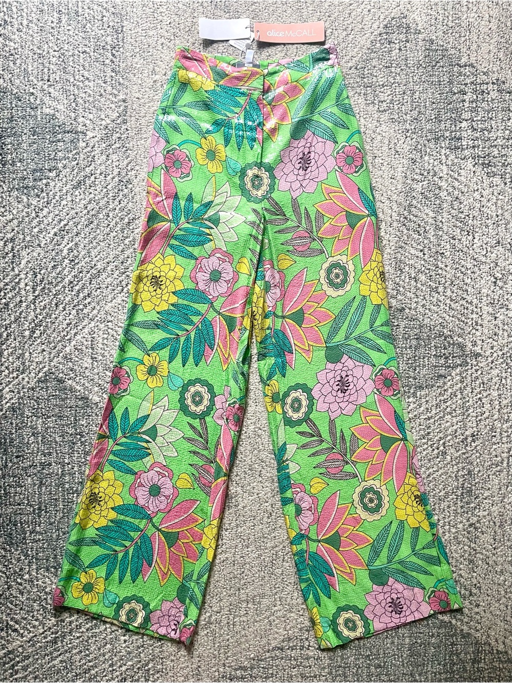 Brand new ALICE MCCALL All That Glitters Floral Sequin Pants AU6 US2 Tropical